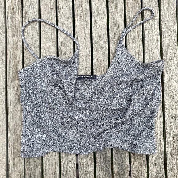 Brandyville Grey Spaghetti Strap Crop Tank | One Size - Picture 7 of 9